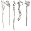 10Pcs 5 Styles Fox Swan Peacock Tibetan Style Alloy Bookmarks FIND-SC0009-01-1