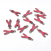 Breast Cancer Pink Awareness Ribbon Alloy Enamel Pendants X-EA546Y-2-4