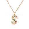 Brass Pave Colorful Cubic Zirconia Initial Pendant Necklaces for Women FS-WG02860-19-1