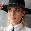 2 Pairs 2 Style Alloy Fishbone Long Dangle Eararings for Women EJEW-AN0002-53-5