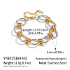 Two Tone 304 Stainless Steel Oval & Ring Link Chain Bracelets for Women FS-WG56E12-02-1