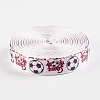 Single Face Word Soccer with Football Printed Polyester Grosgrain Ribbons SRIB-P019-05-1