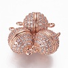 Brass Micro Pave Cubic Zirconia Magnetic Clasps with Loops ZIRC-L082-C-01-RG-1