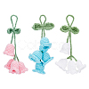 3Pcs 3 Colors Lily of the Valley Kintting Cotton Wool Pendant Decorations HJEW-DC0001-03-1