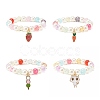 Candy Color Round Beaded Stretch Bracelet with Enamel Charm for Kid BJEW-JB07637-1