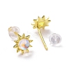 925 Sterling Silver Sunflower Stud Earring Findings EJEW-M202-03G-2