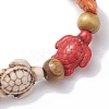 Beach Turtle Dyed Synthetic Turquoise Stretch Bracelets BJEW-JB10297-02-4