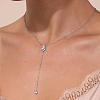 Rhodium Plated 925 Sterling Silver Lariat Necklace PK2144-2-4