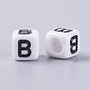 6MM Letter B Cube Acrylic Beads X-PL37C9308-B-2