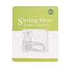 Rhodium Plated 925 Sterling Silver Earring Hoop Findings Kidney Wires Hooks 33x12.7mm Leverback Earrings STER-I005-07P-3