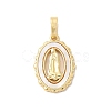 Brass Pave Natural White Shell Pendants KK-S522-07B-G-1