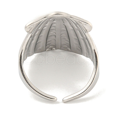 Shell Shape 304 Stainless Steel Open Cuff Finger Rings for Women RJEW-P114-02P-1