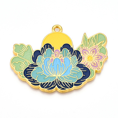 Rack Plating Alloy Enamel Big Pendants ENAM-N056-395D-G-1