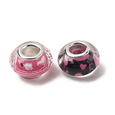 Printed Transparent Resin European Beads RESI-C063-03I-1
