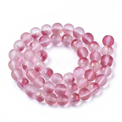 Frosted Spray Painted Glass Beads Strands X-GLAA-N035-03C-C04-1