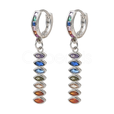 Brass Pave Cubic Zirconia Hoop Dangle Earrings KK-CBAD9DF-02P-A-1