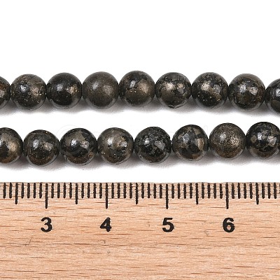 Natural Pyrite Beads Strands G-P303-01-6mm-16-1
