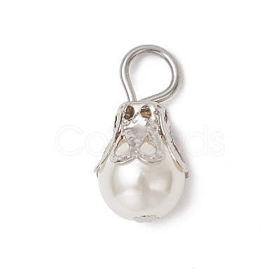 Round Imitation Pearl Acrylic  Pendants PALLOY-JF04002-02-1