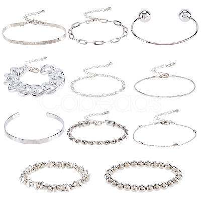 2 Sets 2 Styles Alloy Chain Bracelets & Bangles Set for Women BJEW-SP0001-34A-1