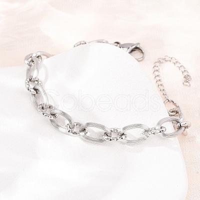 8MM 304 Stainless Oval Link Chain Bracelets SA-CBA725A-27P-1