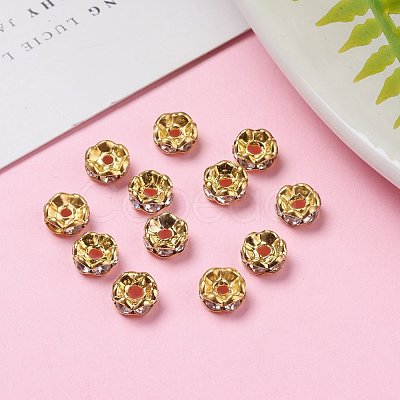 Brass Rhinestone Spacer Beads RB-A014-L6mm-01G-1