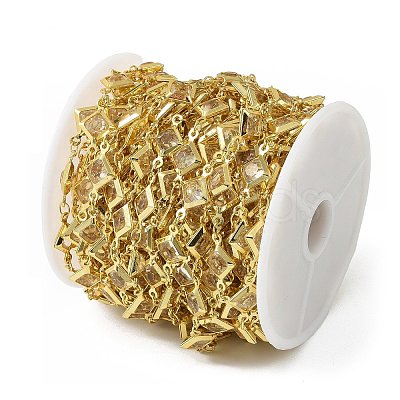 Brass Glass Rhombus Link Chains CHC-R001-05G-04-1