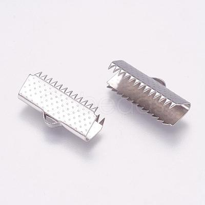 Tarnish Resistant 304 Stainless Steel Ribbon Crimp Ends STAS-K148-08P-F-1