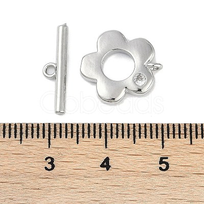 Brass Micro Pave Clear Cubic Zirconia Toggle Clasps KK-K391-19P-1