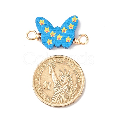 Spray Painted Wood Connector Charms PALLOY-JF01427-08-1