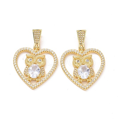 Brass Micro Pave Clear Cubic Zirconia Pendants ZIRC-F134-18G-03-1
