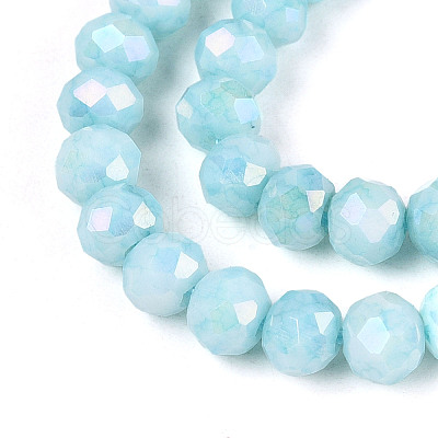 Anti-Tarnish Electroplate Rondelle Glass Beads Strands LS-EGLA-T021-4mm-17-08-1