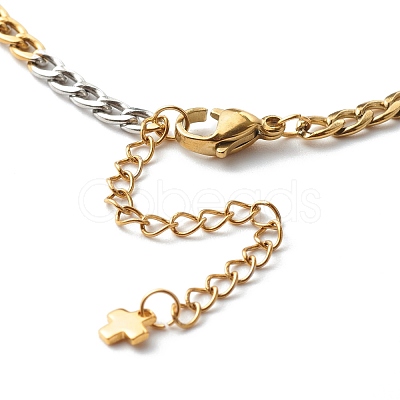 Two Tone 304 Stainless Steel Curb Chain Necklaces NJEW-JN03541-1