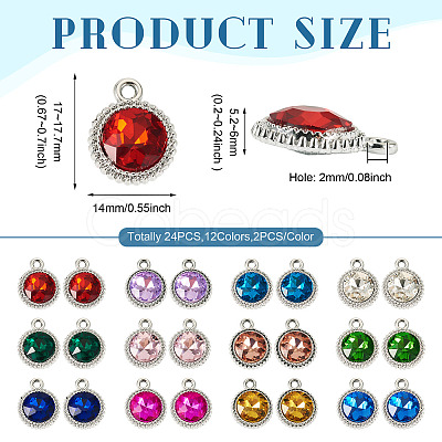 24Pcs 12 Colors K5 Glass Pendants FIND-TA0007-92P-1