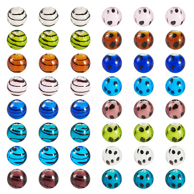 64Pcs 16 Styles Handmade Lampwork Beads LAMP-TA0001-59B-1