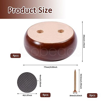 Wood Round Furniture Legs FIND-WH0199-412C-1