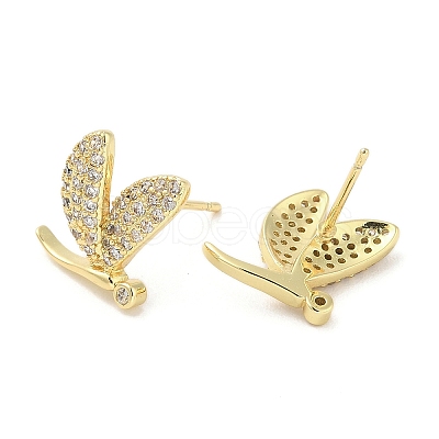 Rack Plating Brass Micro Pave Clear Cubic Zirconia Stud Earrings for Women EJEW-M260-17G-1