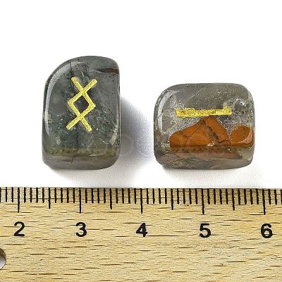 Rectangle Natural Bloodstone Rune Stones G-Z059-01L-1