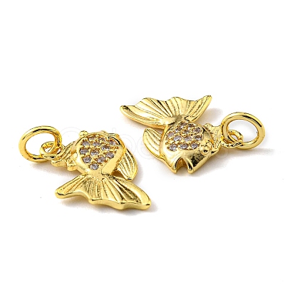 Rack Plating Brass Micro Pave Cubic Zirconia Charms KK-D036-01G-1