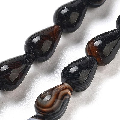 Natural Striped Agate/Banded Agate Dyed & Heated Beads Strands G-B106-A16-02-1