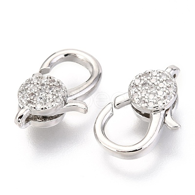 Brass Micro Pave Cubic Zirconia Lobster Claw Clasps X-ZIRC-O038-23P-1