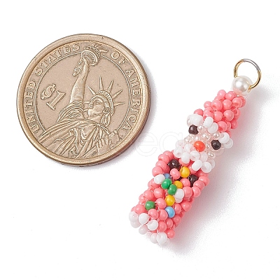 Easter Glass Seed Beaded Dwarf Pendants PALLOY-MZ01037-1