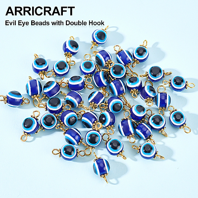 200Pcs Evil Eye Resin Beads Connector Charms RESI-HY0001-05-1