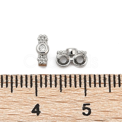 Brass Micro Pave Clear Cubic Zirconia Spacer Bars KK-P302-21A-P-1