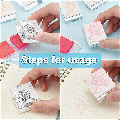 Globleland 6Pcs 6 Style Acrylic & Rubber Stamps DIY-GL0002-43-1