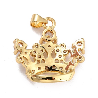 Brass Micro Pave Clear Cubic Zirconia Pendants ZIRC-A021-45G-1