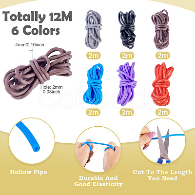 12M 6 Colors Hollow Pipe PVC Tubular Synthetic Rubber Cord RCOR-TA0001-18-1