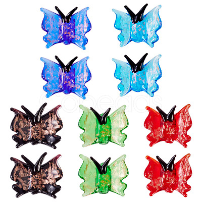 10Pcs 5 Colors Transparent Lampwork Beads LAMP-TA0002-27-1