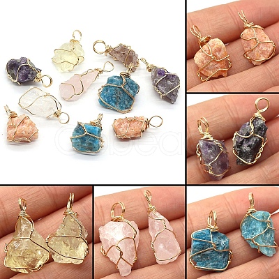 Raw Rough Natural Mixed Gemstone Pendants FIND-PW0020-04-1