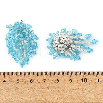 Glass Seed Braided Beaded Flower Stud Earrings EJEW-MZ00736-01-1