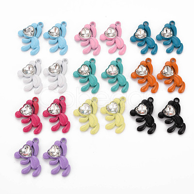 Spray Painted Alloy Rhinestone Pendants PALLOY-Q433-033-RS-1